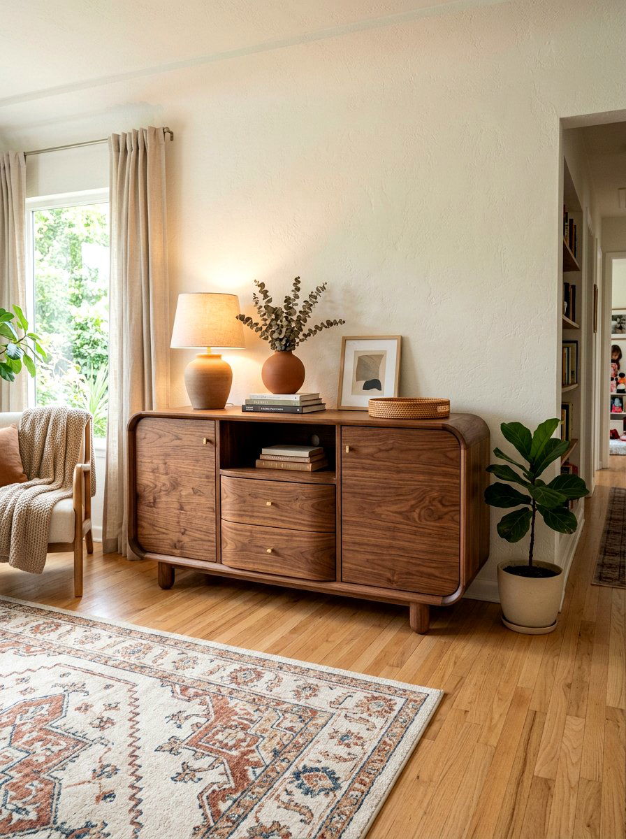 Curved Edge Wood Cabinet - 30 TV over console ideas