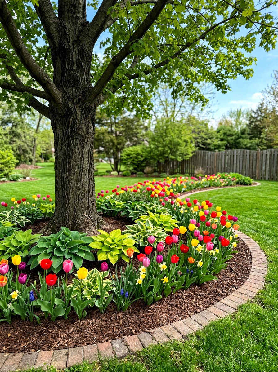 Curved Flower Bed Under Tree - 30 curved flower bed ideas