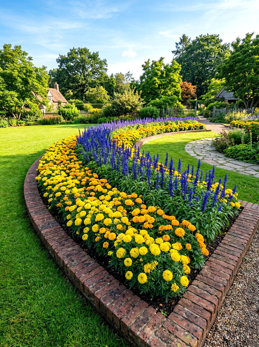 Curved Flower Bed - 30 front yard flower bed ideas