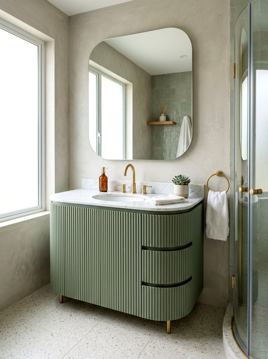 Curved Fluted Vanity - 30 fluted vanity ideas