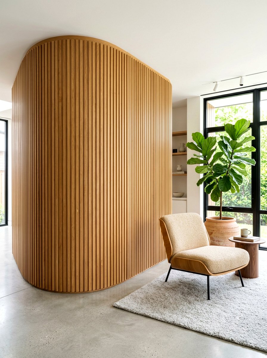Curved Fluted Wood Wall - 30 fluted wood wall ideas