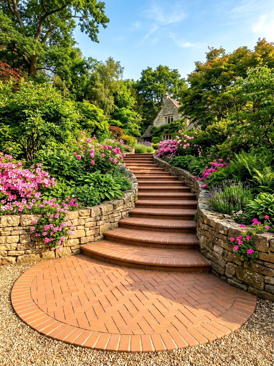 Curved Front Steps - 30 brick stoop ideas