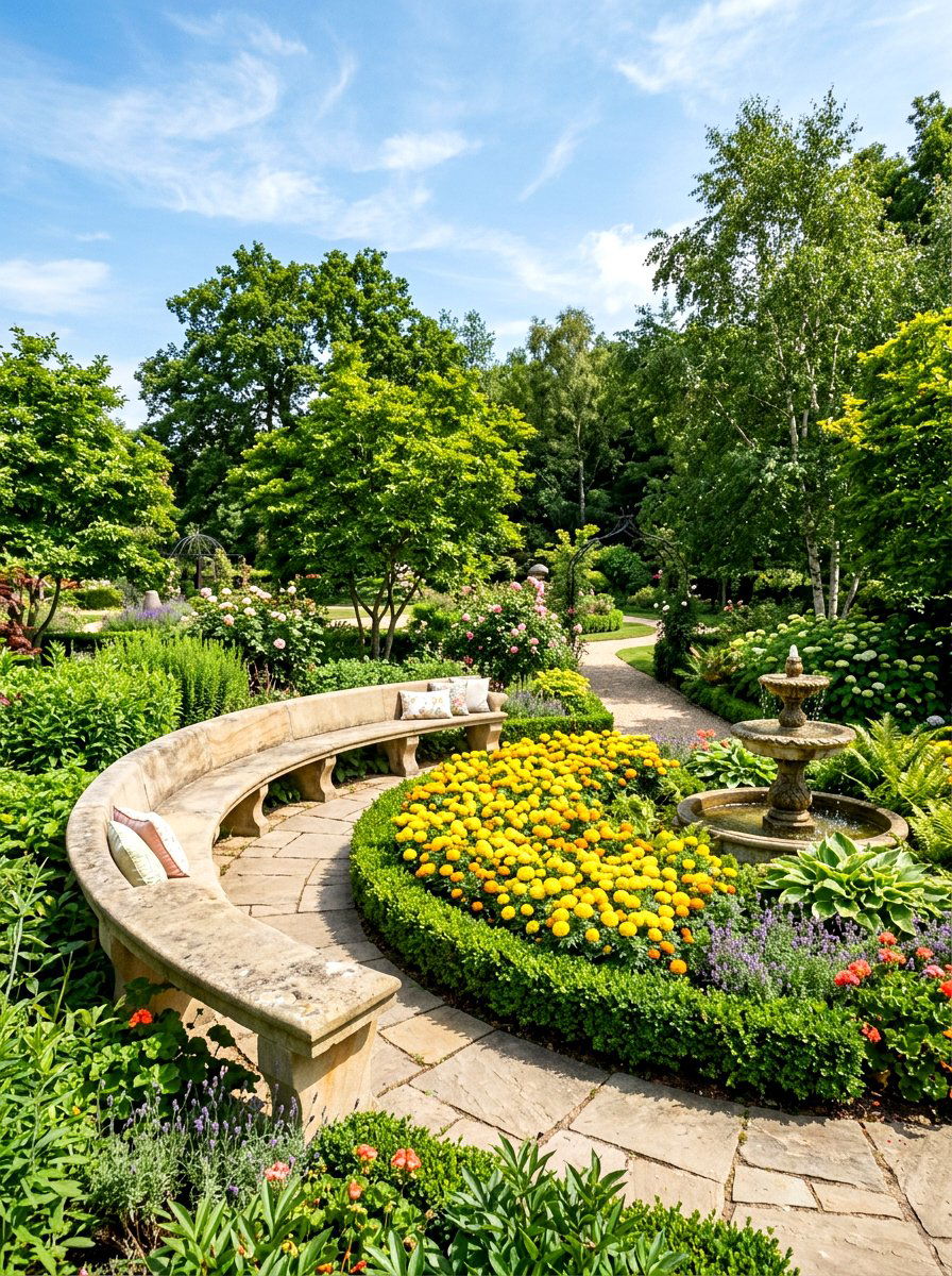 Curved Garden Bench - 30 front yard bench ideas