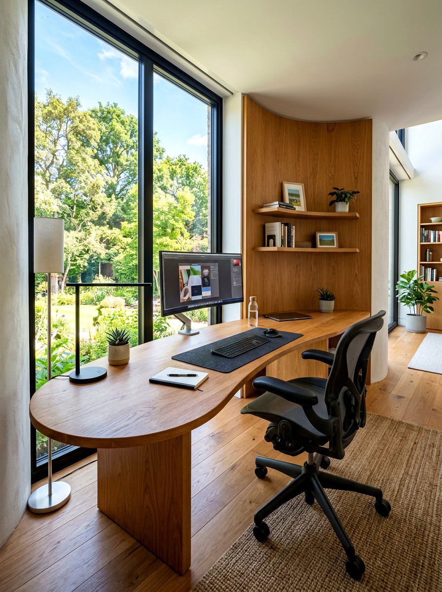 Curved Home Office Desk - 30 rounded furniture ideas
