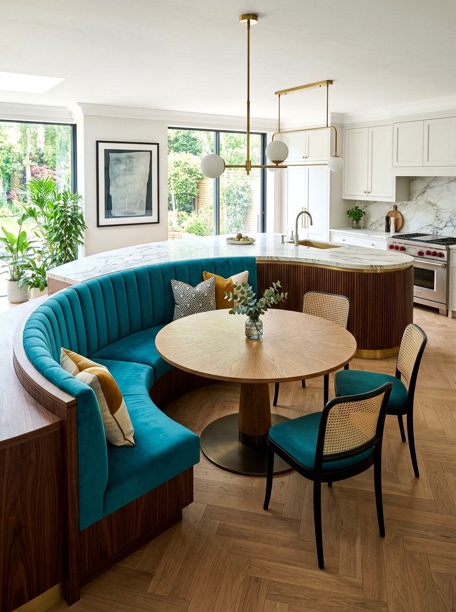 Curved Kitchen Island Banquette - 30 banquette kitchen island ideas