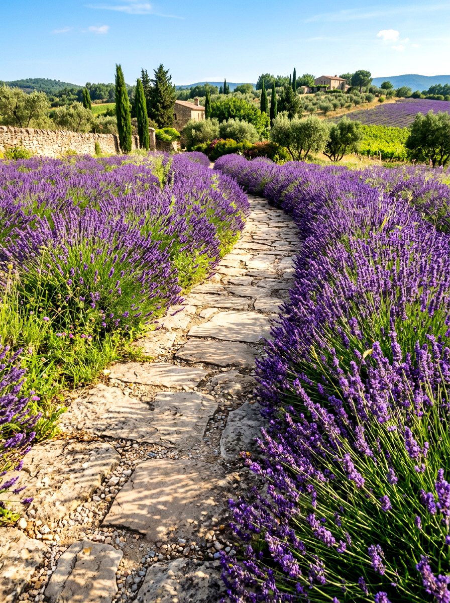 Curved Lavender Path - 30 lavender walkway ideas