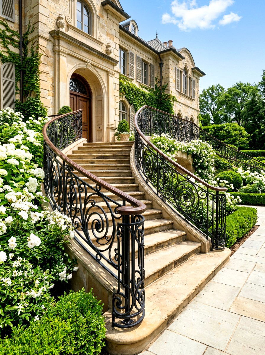 Curved Metal Railing - 30 outdoor stair railing ideas
