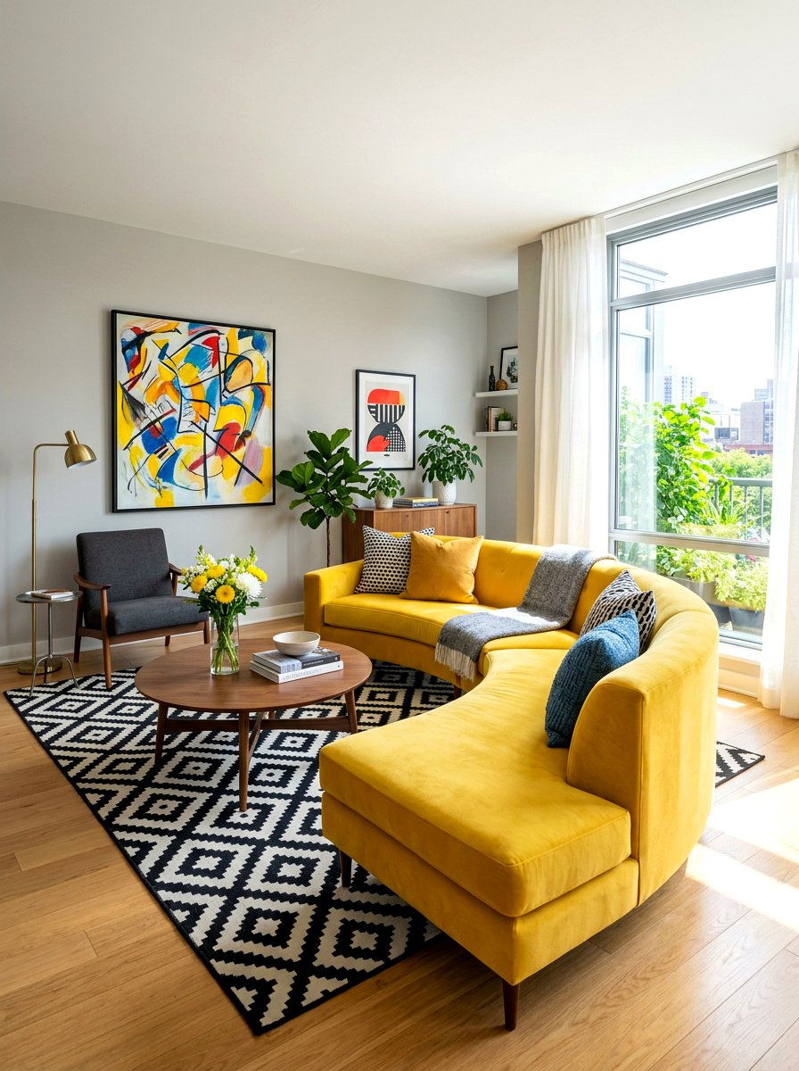 Curved Sectional With Pop Of Color Living Room - 30 curved sectional living room ideas