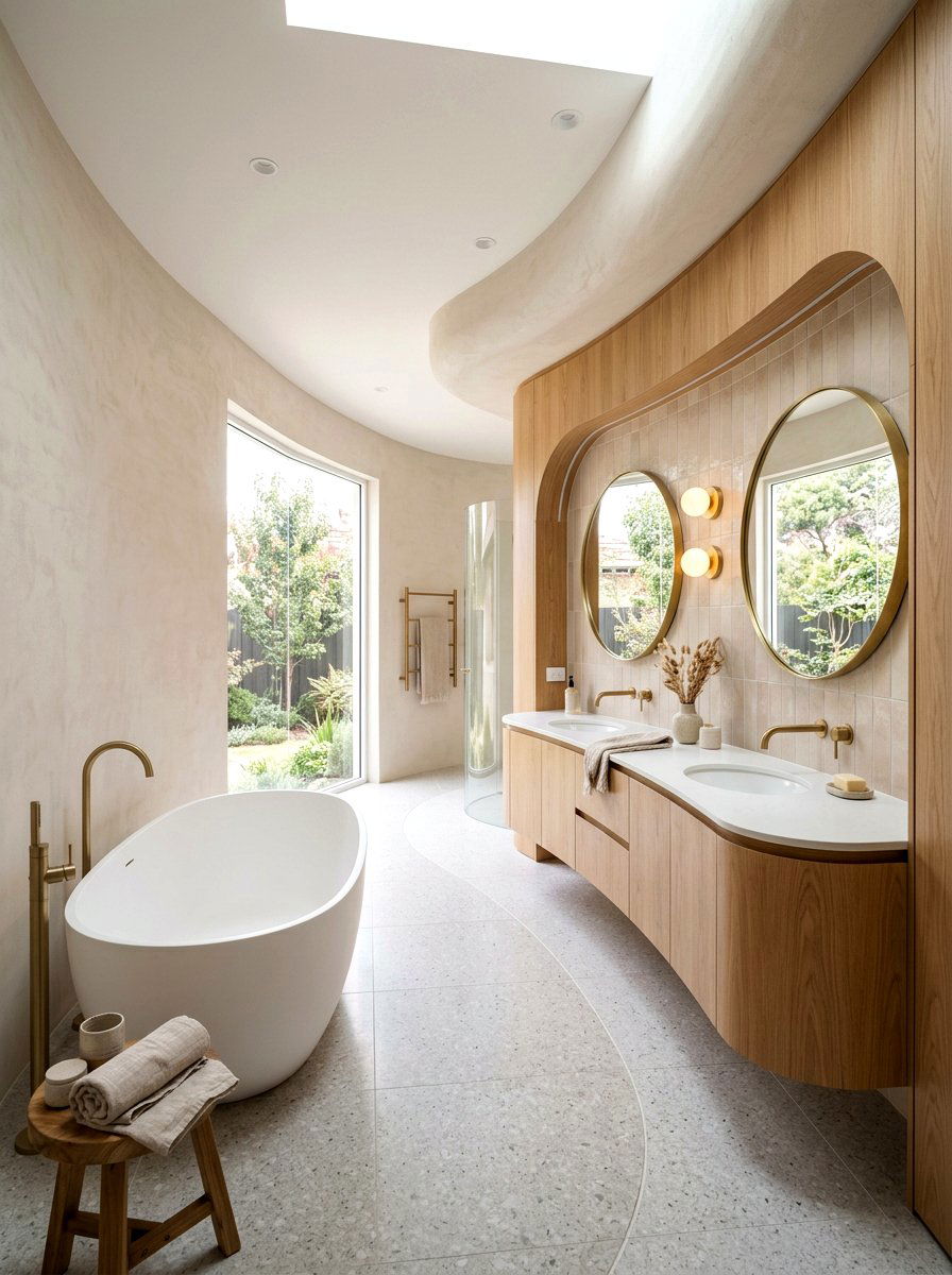Curved Shape Organic Modern Bathroom - 30 organic modern bathroom ideas