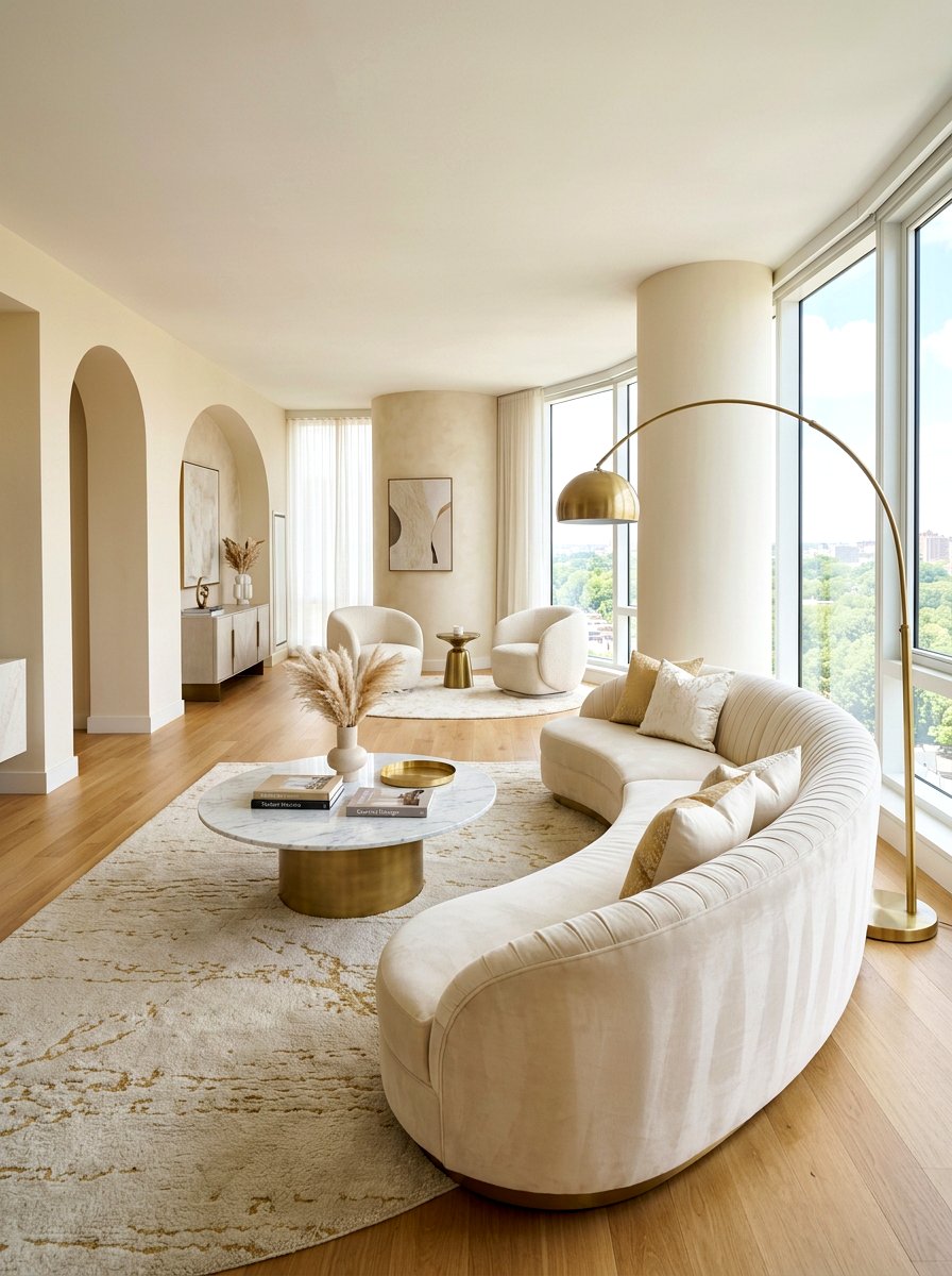 Curved Sofa - 30 trend forward living room ideas