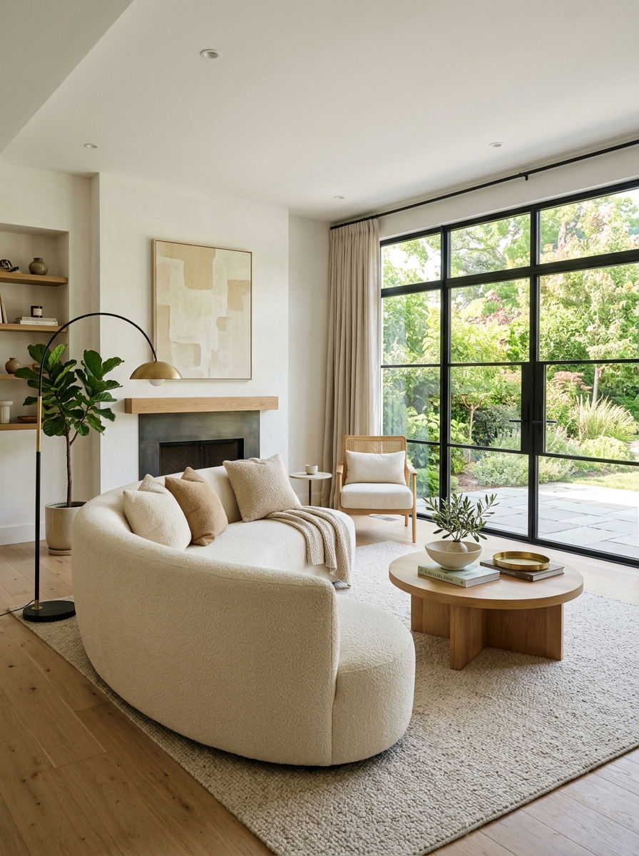 Curved Sofa Living Room - 30 organic modern living space ideas