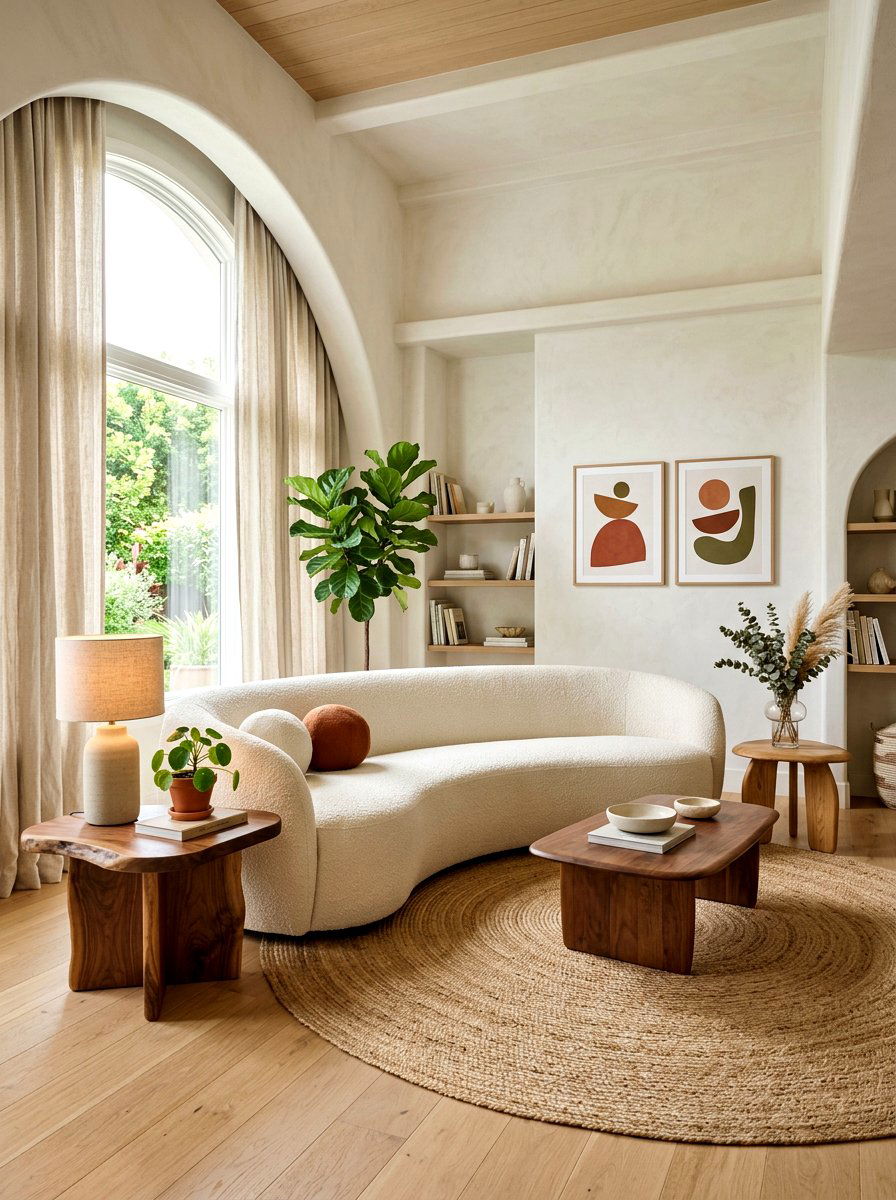 Curved Sofa Living Room - 30 rounded furniture ideas