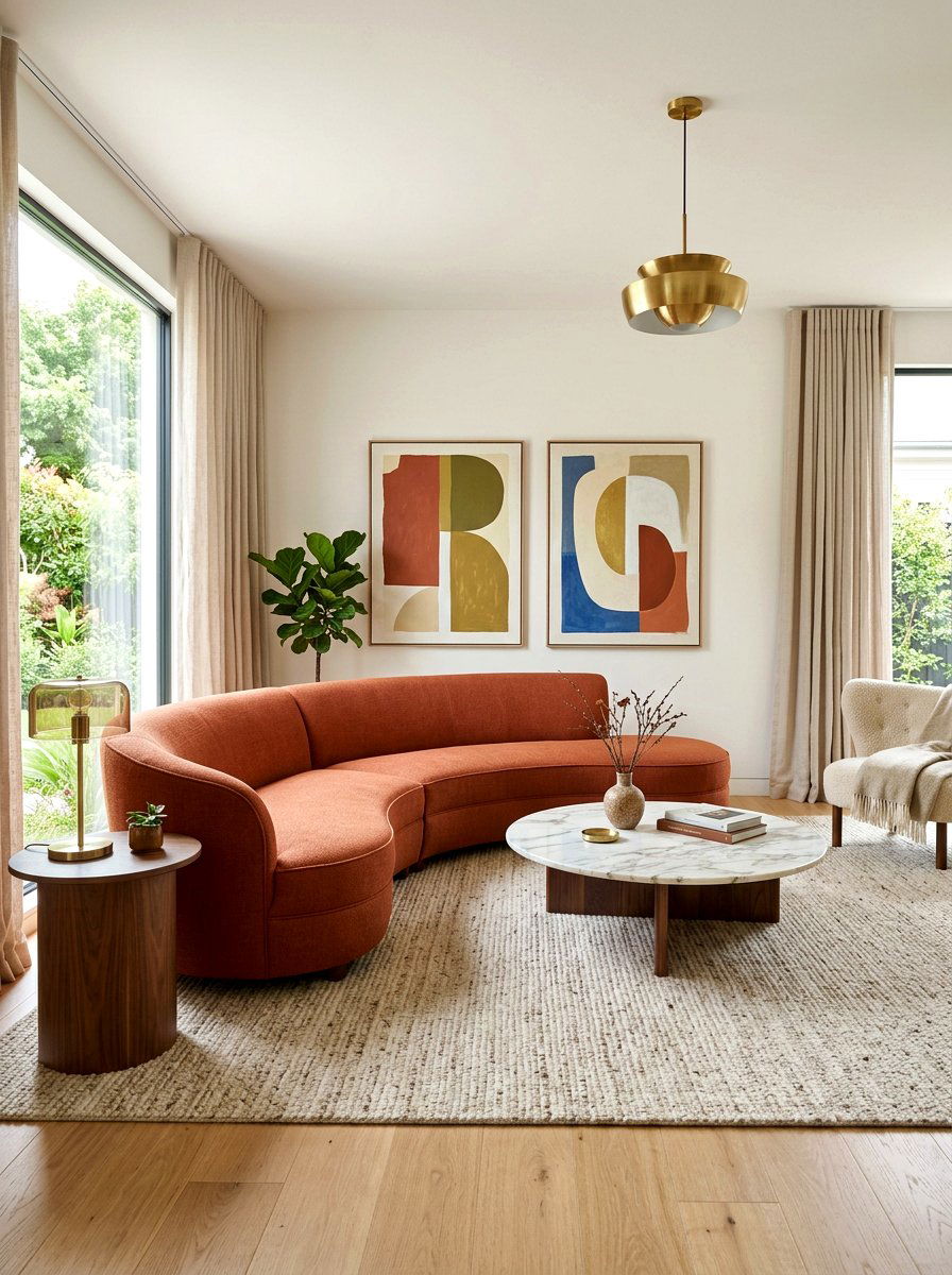 Curved Sofa Living Room - 30 conversation seating ideas