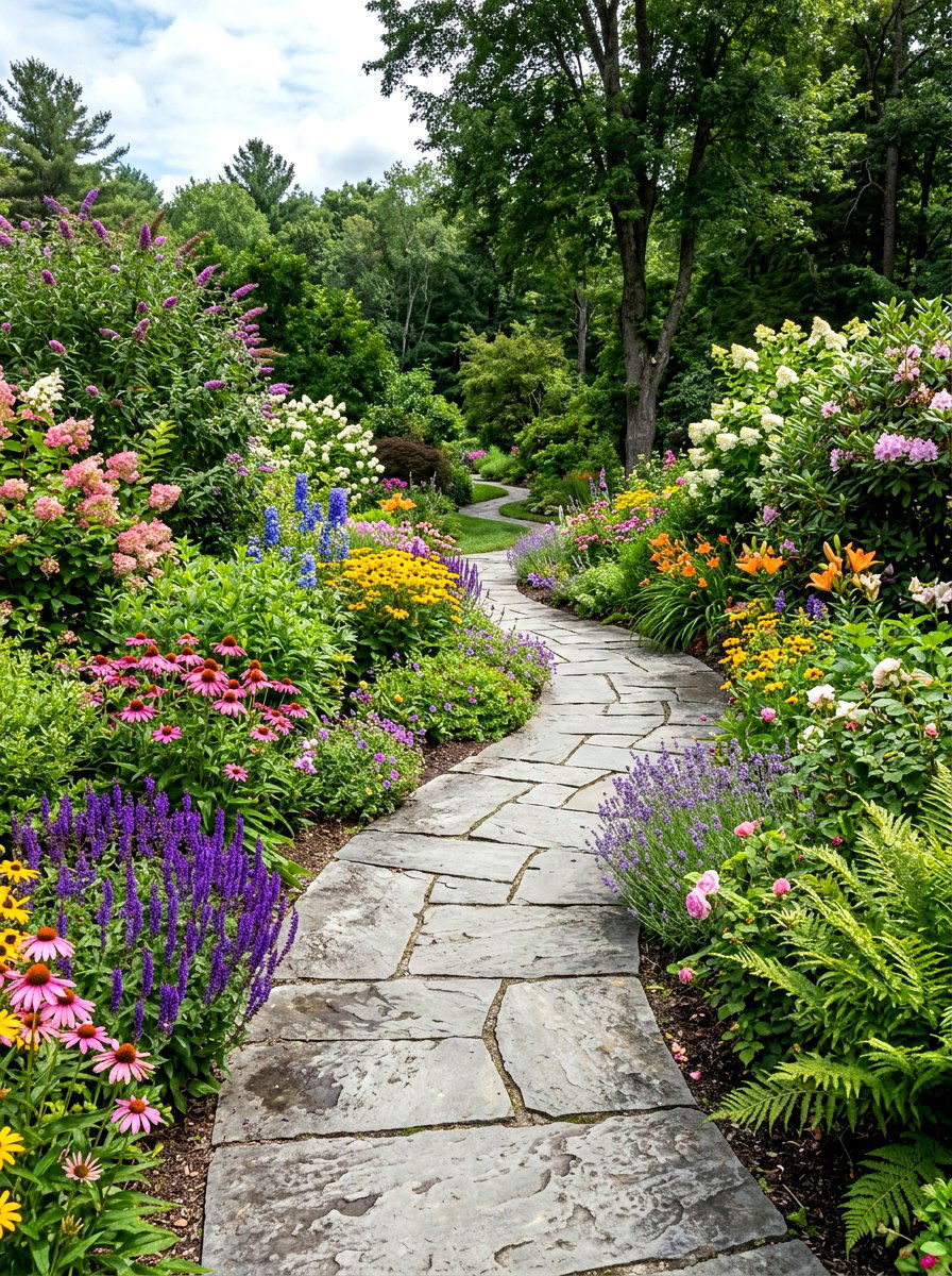 Curved Stone Path - 30 stone walkway ideas