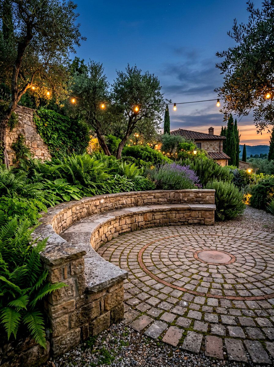 Curved Stone Seating - 30 fire pit bench ideas