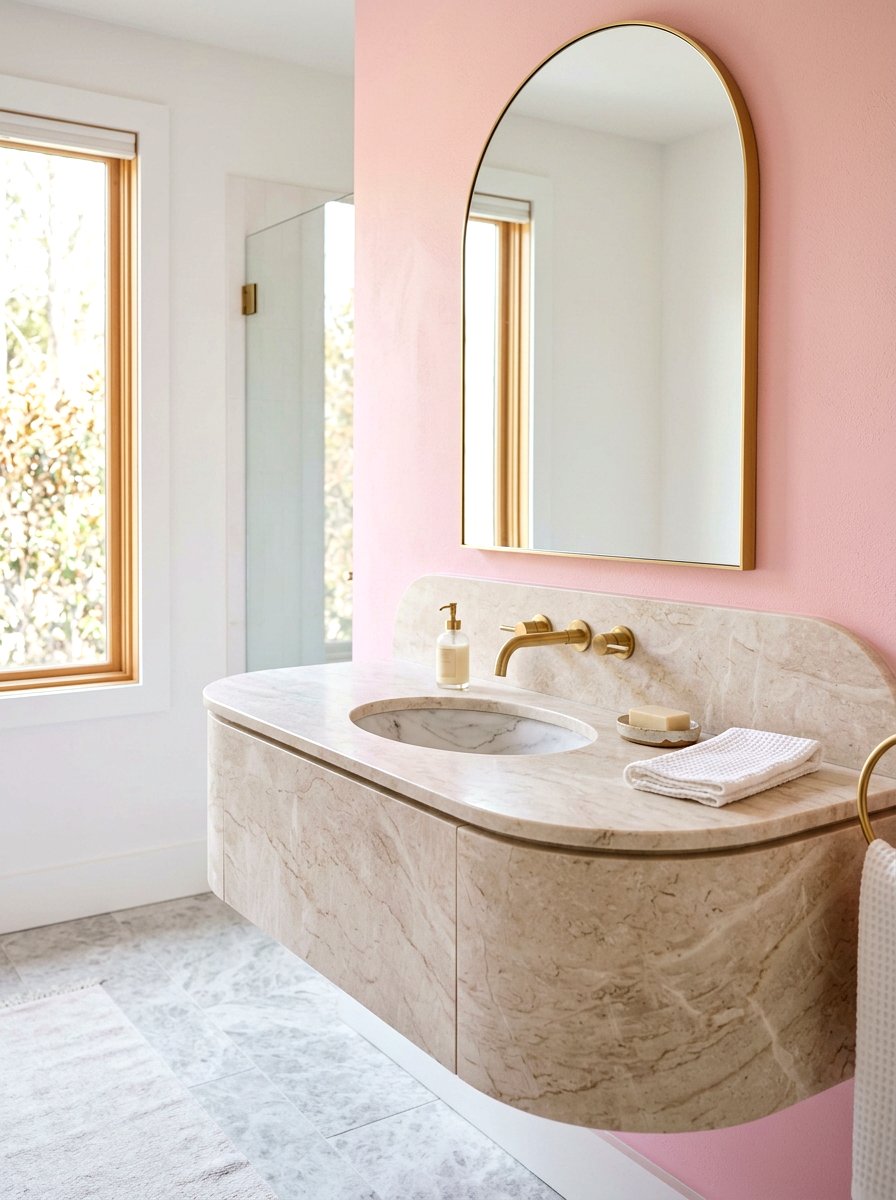 Curved Stone Vanity - 30 integrated vanity sink ideas