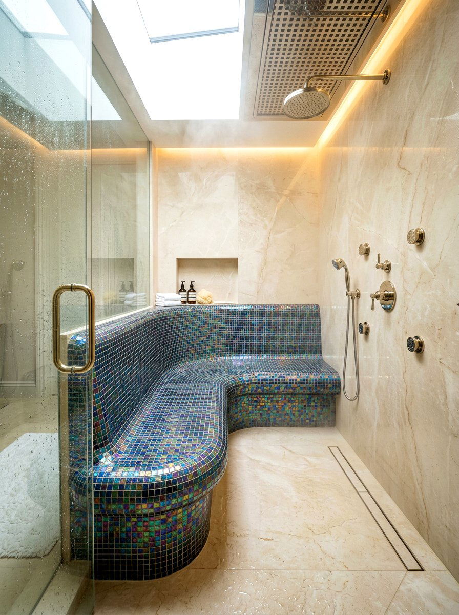 Curved Tile Shower Bench - 30 shower bench styling ideas