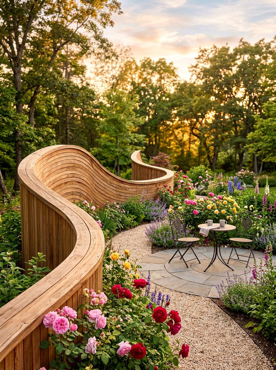 Curved Timber Wall - 30 timber retaining wall ideas