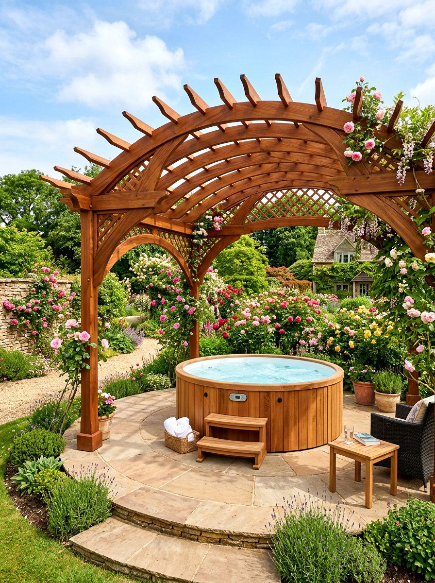 Curved Top Hot Tub Pergola - 30 pergola over hot tub ideas