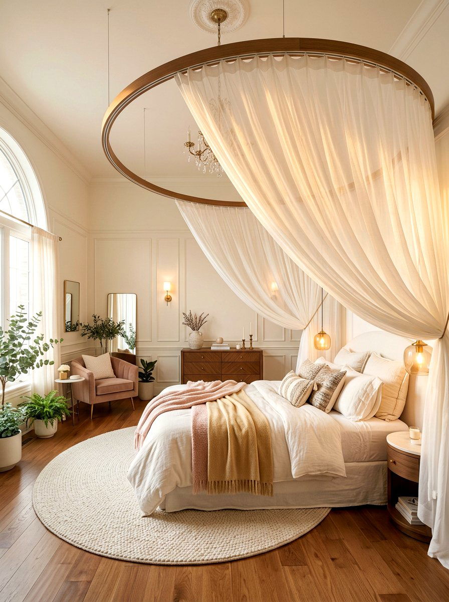 Curved Track Bed Canopy - 30 curtain divider apartment ideas