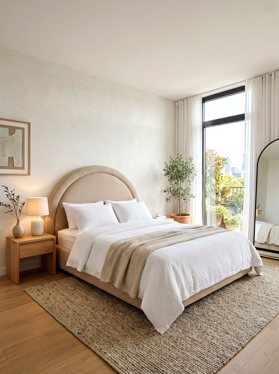 Curved Upholstered Headboard - 30 organic modern bedroom ideas