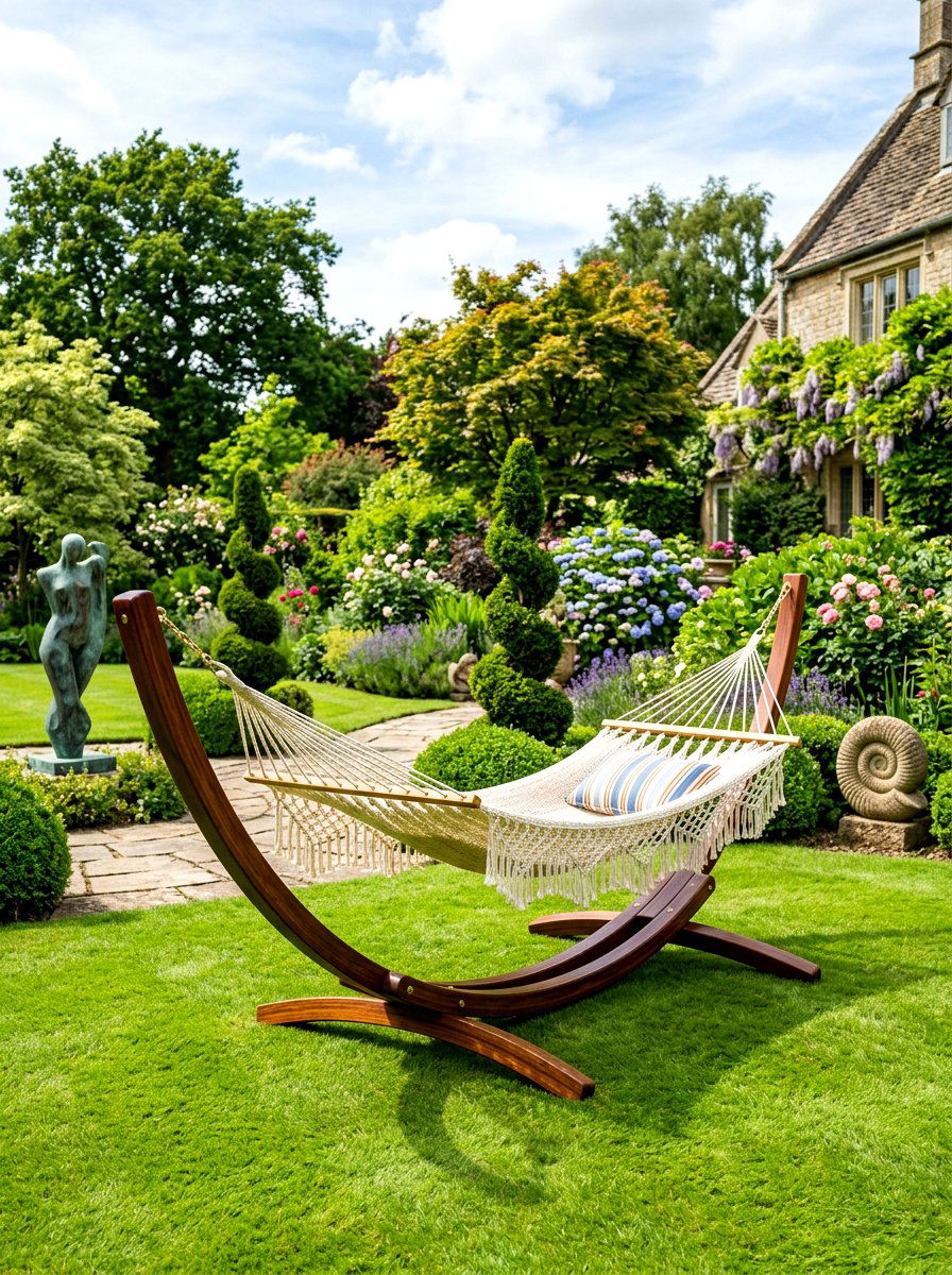 Curved Wood Hammock Stand - 30 hammock stand garden ideas