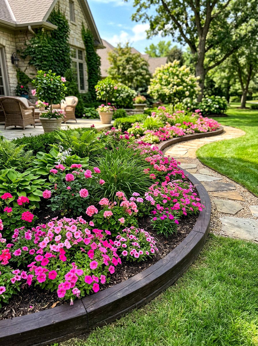Curved corner garden bed - 30 raised bed corner ideas