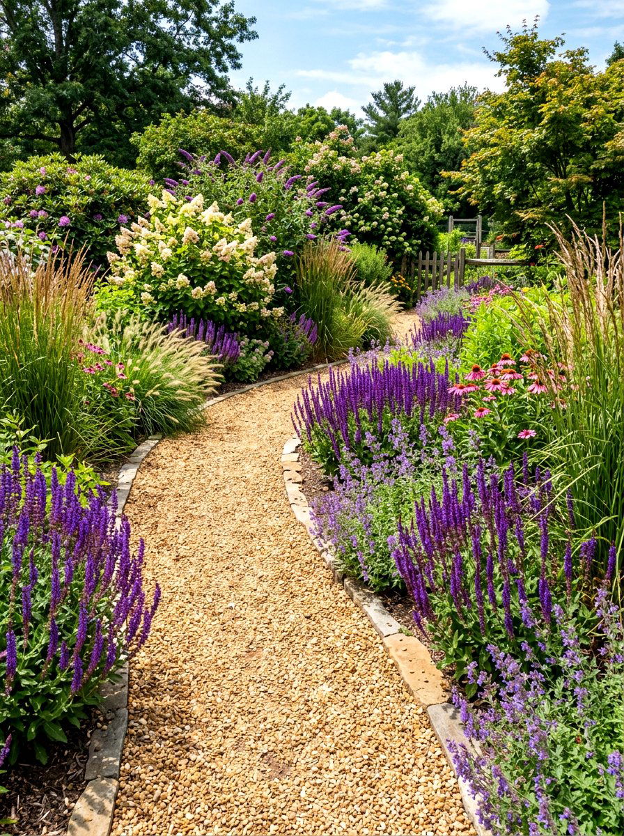 Curved gravel garden path - 30 secret path garden ideas