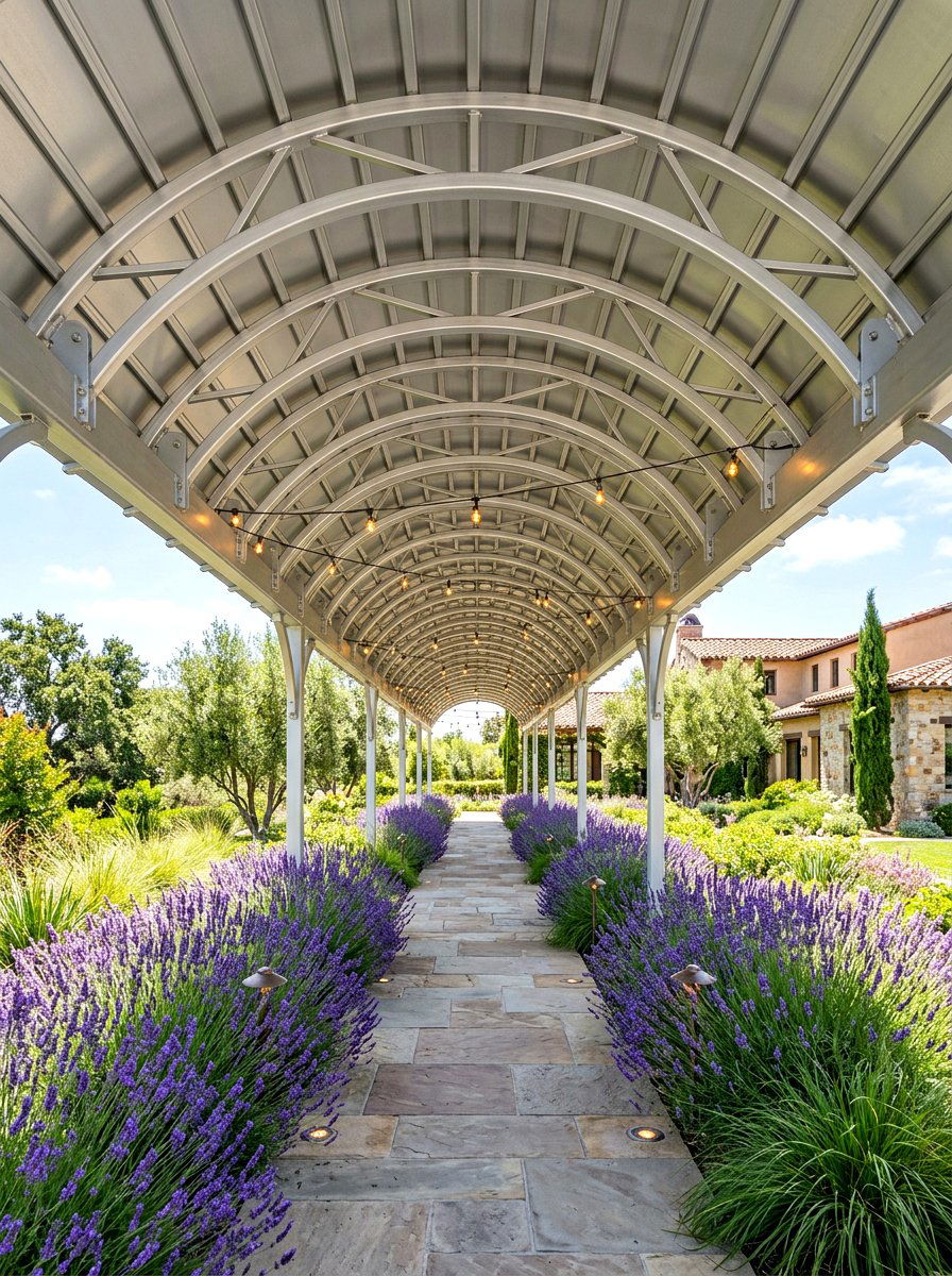 Curved metal patio cover roof - 30 metal patio cover ideas