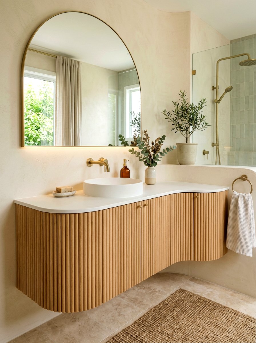 Curved reeded bathroom vanity - 30 reeded vanity bathroom ideas