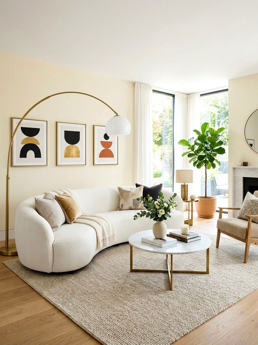 Curved sofa styling - 30 viral apartment decor ideas