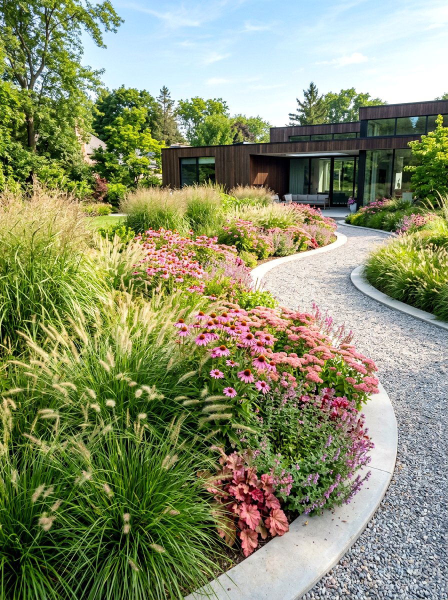 Curvy Soft Modernism Bed - 30 modern flower bed ideas
