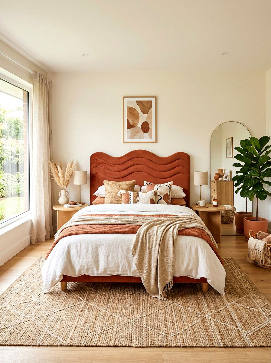 Curvy Velvet Headboard - 30 oversized headboard ideas