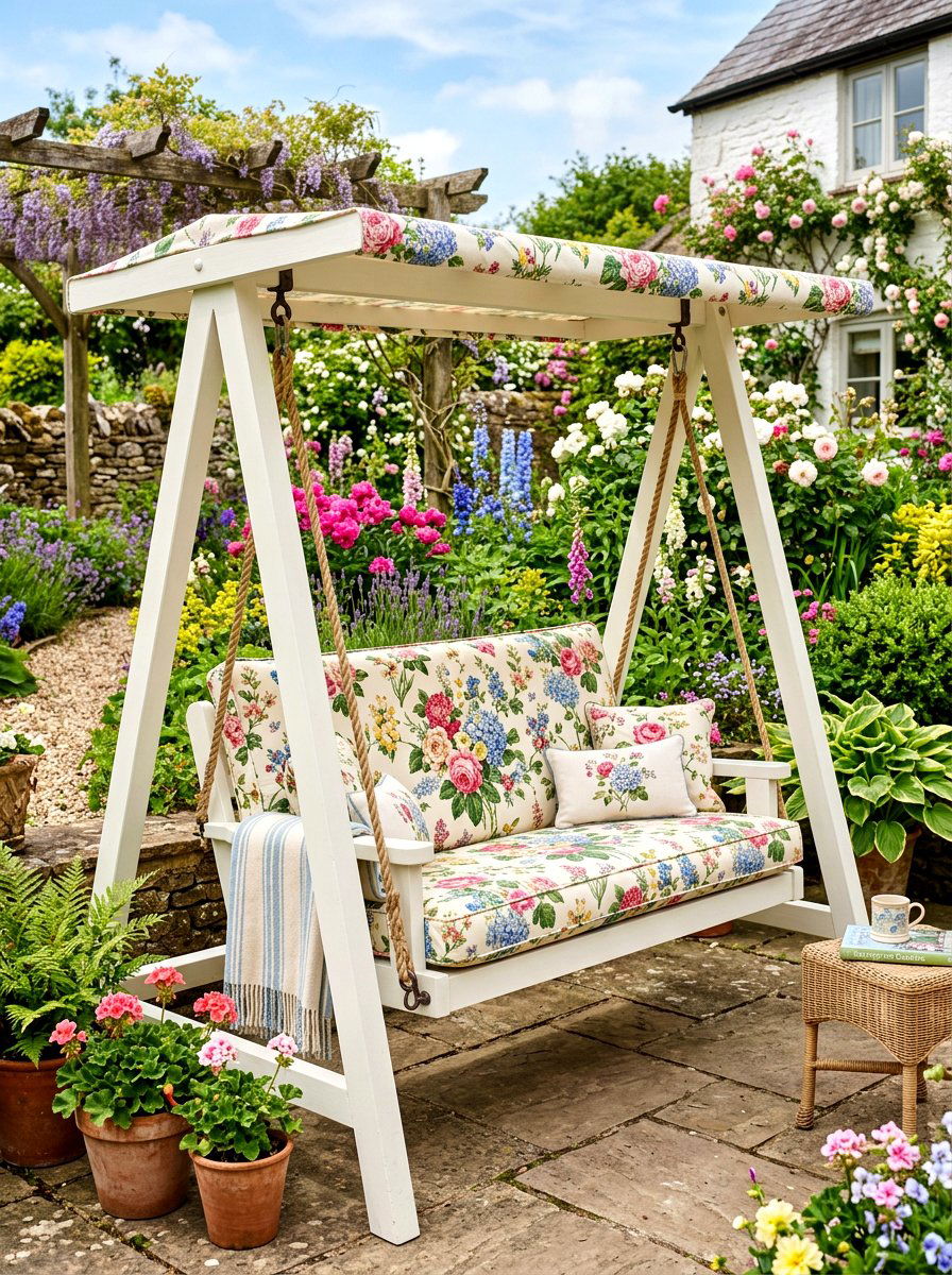 Cushioned Porch Swing - 30 front porch swing ideas