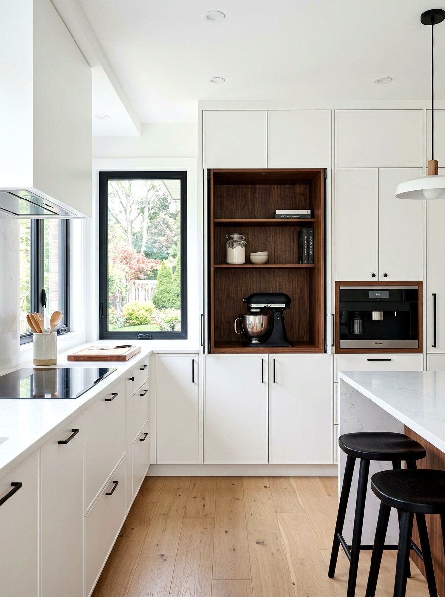 Custom Appliance Cubby - 30 cabinet appliance storage ideas
