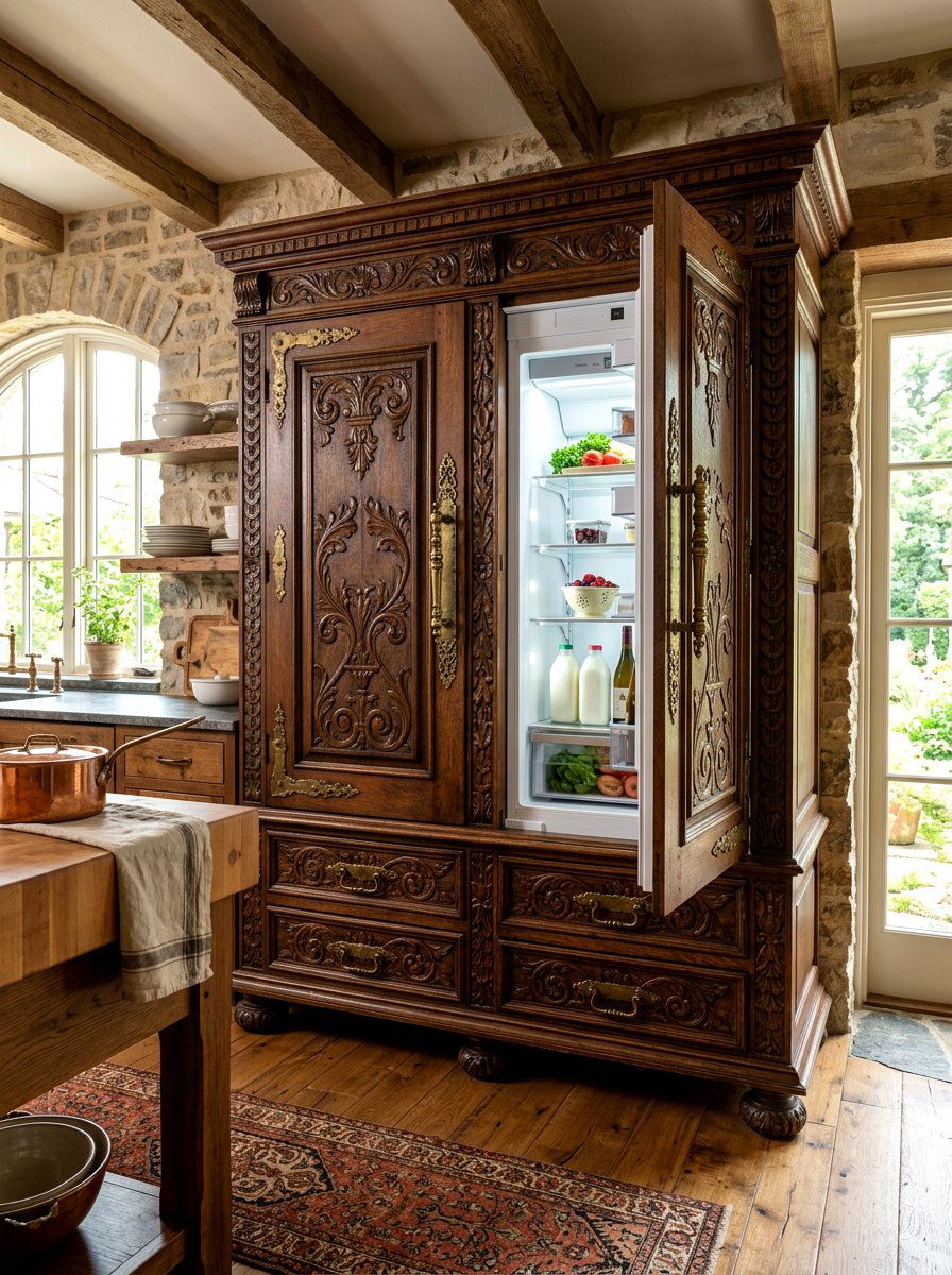 Custom Armoire Refrigerator Cabinet - 30 hidden fridge ideas