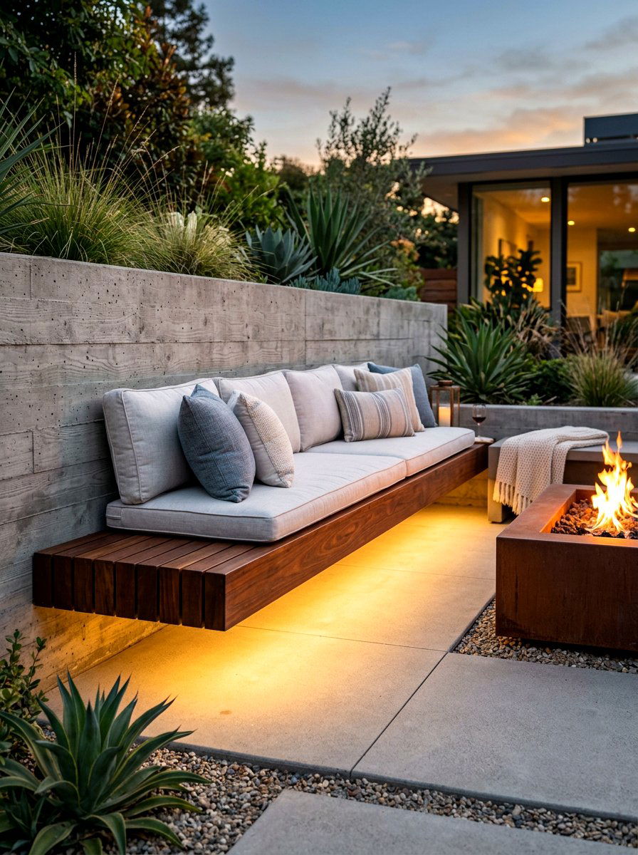 Custom Built In Benches - 30 quiet luxury backyard ideas