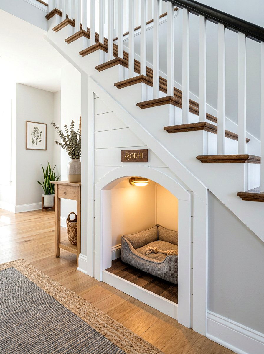 Custom Built In Dog House - 30 under stairs dog nook ideas