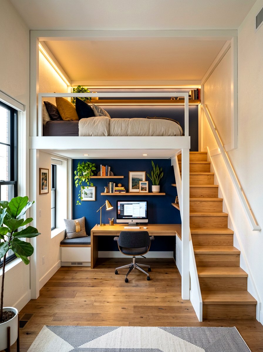 Custom Built In Loft Bed - 30 loft bed studio apartment ideas