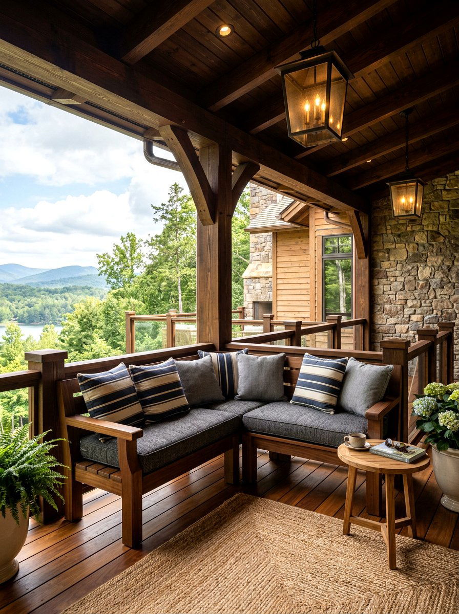Custom Built In Seating Nook - 30 luxury front porch styling ideas
