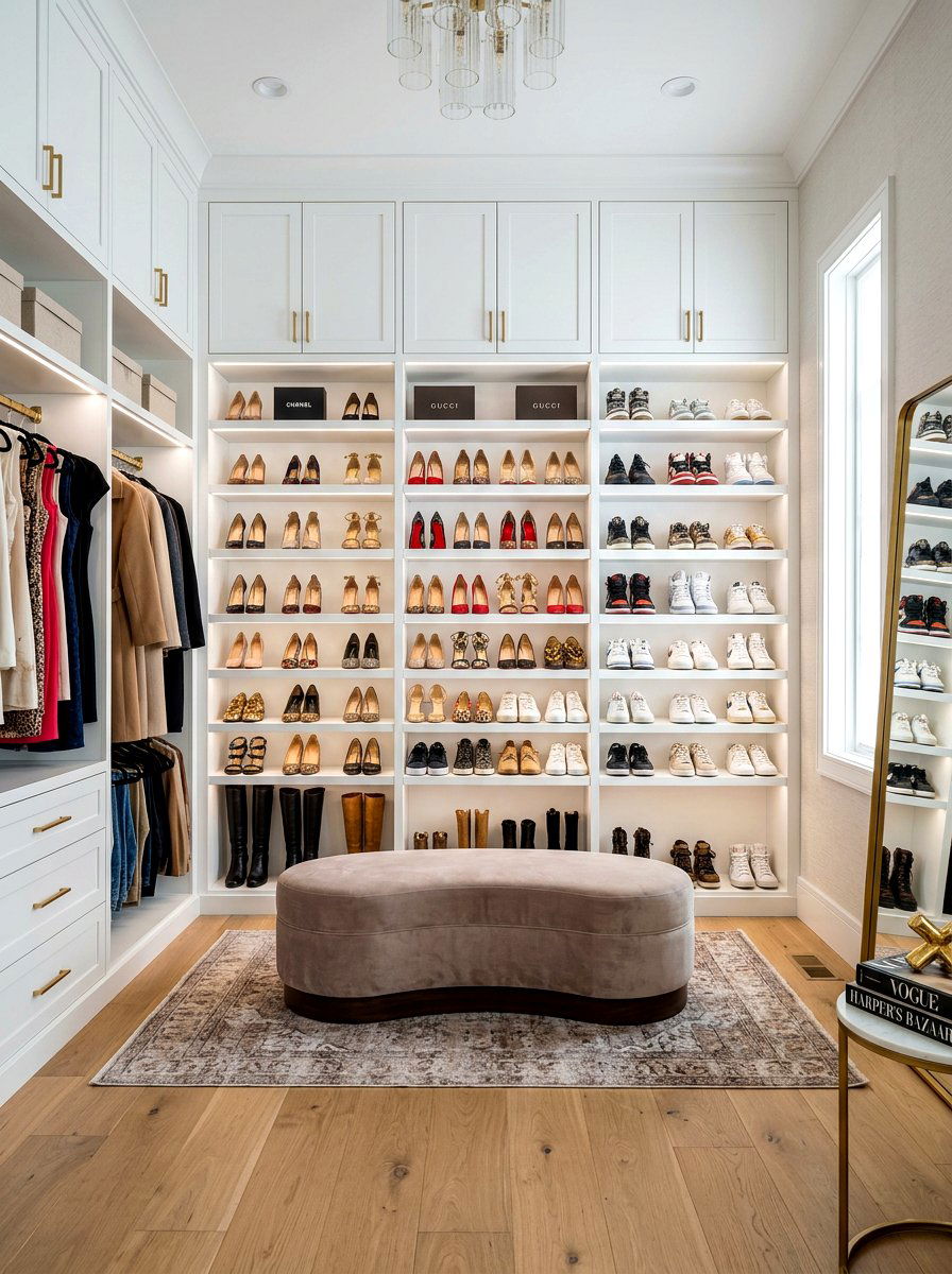 Custom Built In Shoe Wall - 30 shoe closet ideas