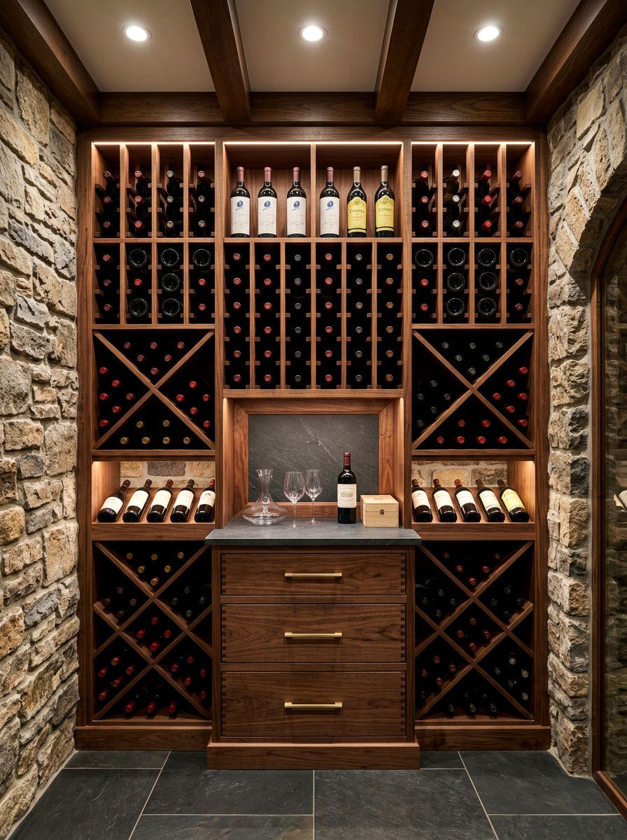 Custom Built In Wine Shelving - 30 basement wine room ideas