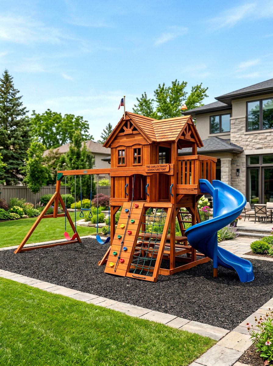 Custom Built Swing Set - 30 backyard swing set ideas