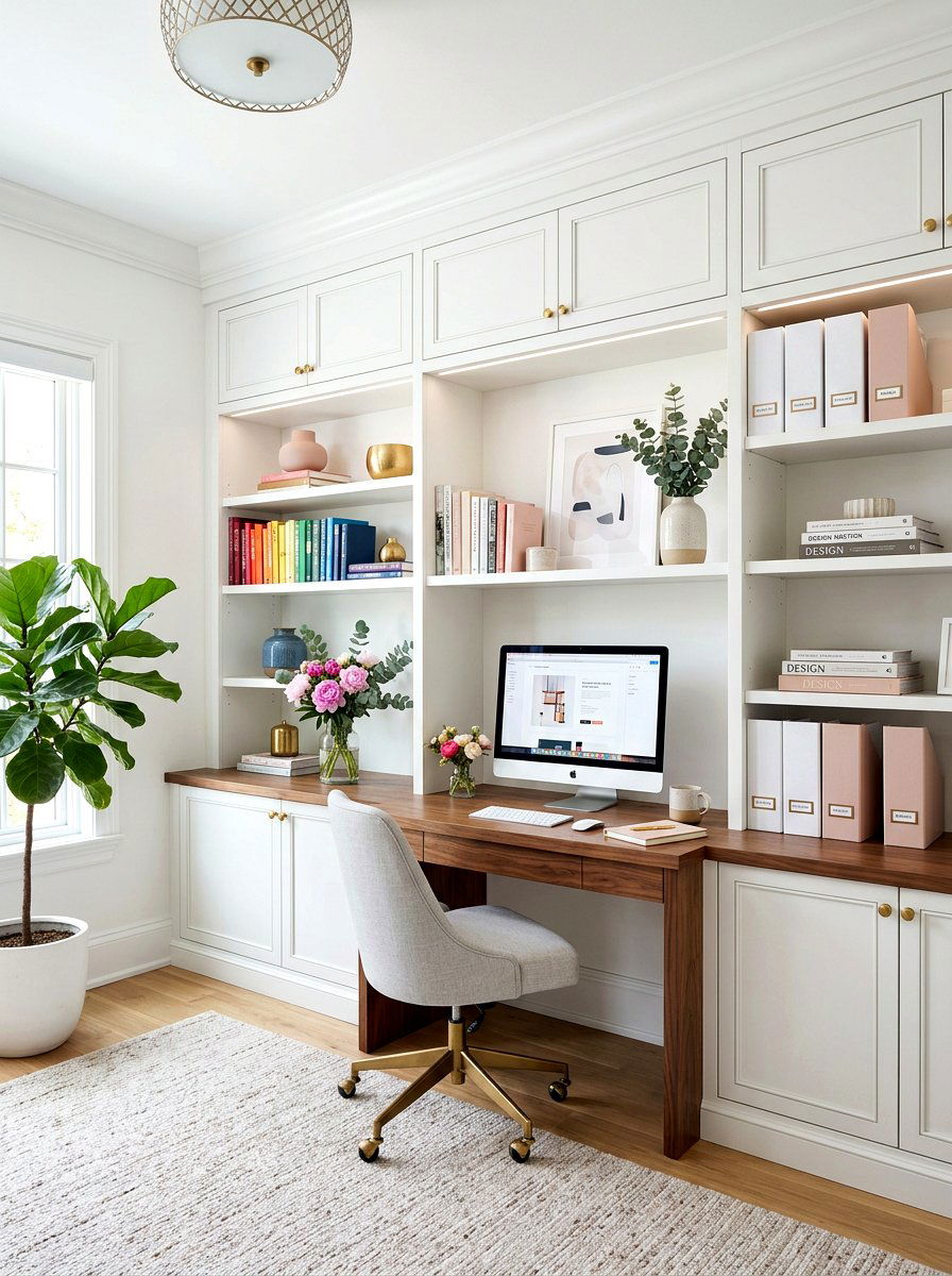 Custom Builtin Office - 30 feminine office ideas