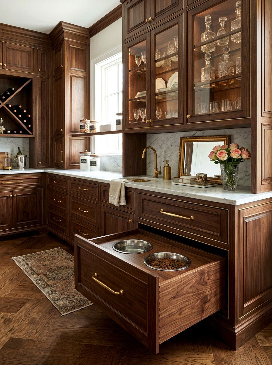 Custom Cabinetry Hidden Dog Bowls - 30 pet feeding drawer ideas aesthetic
