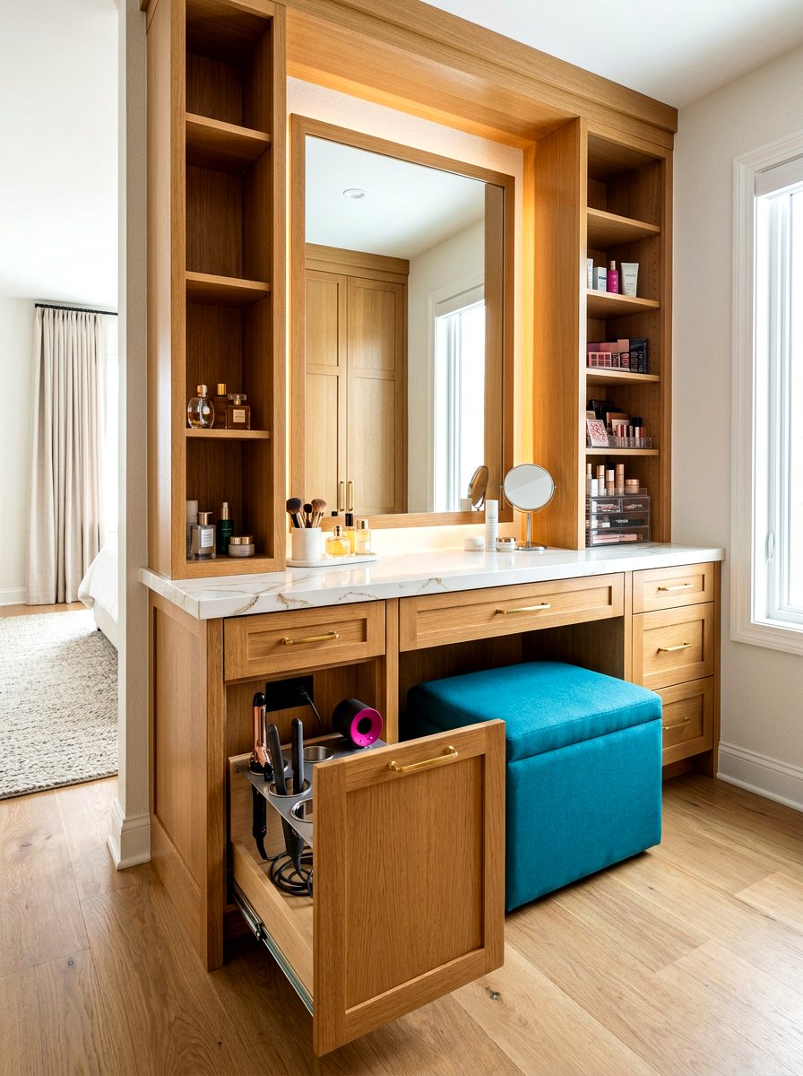 Custom Cabinetry Makeup Station - 30 walk in closet vanity ideas