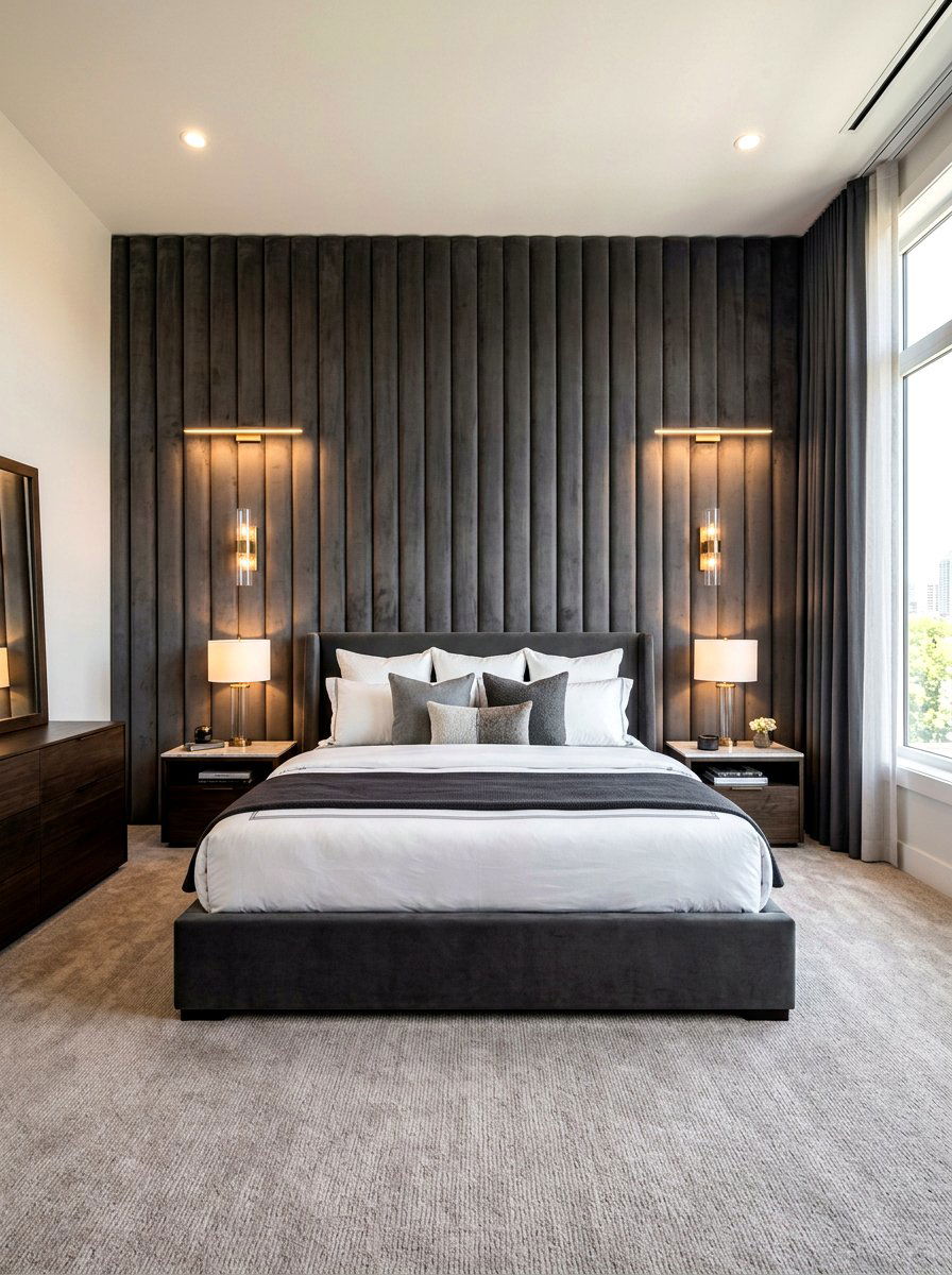 Custom Channel Tufted Headboard Wall - 30 channel tufted bed ideas