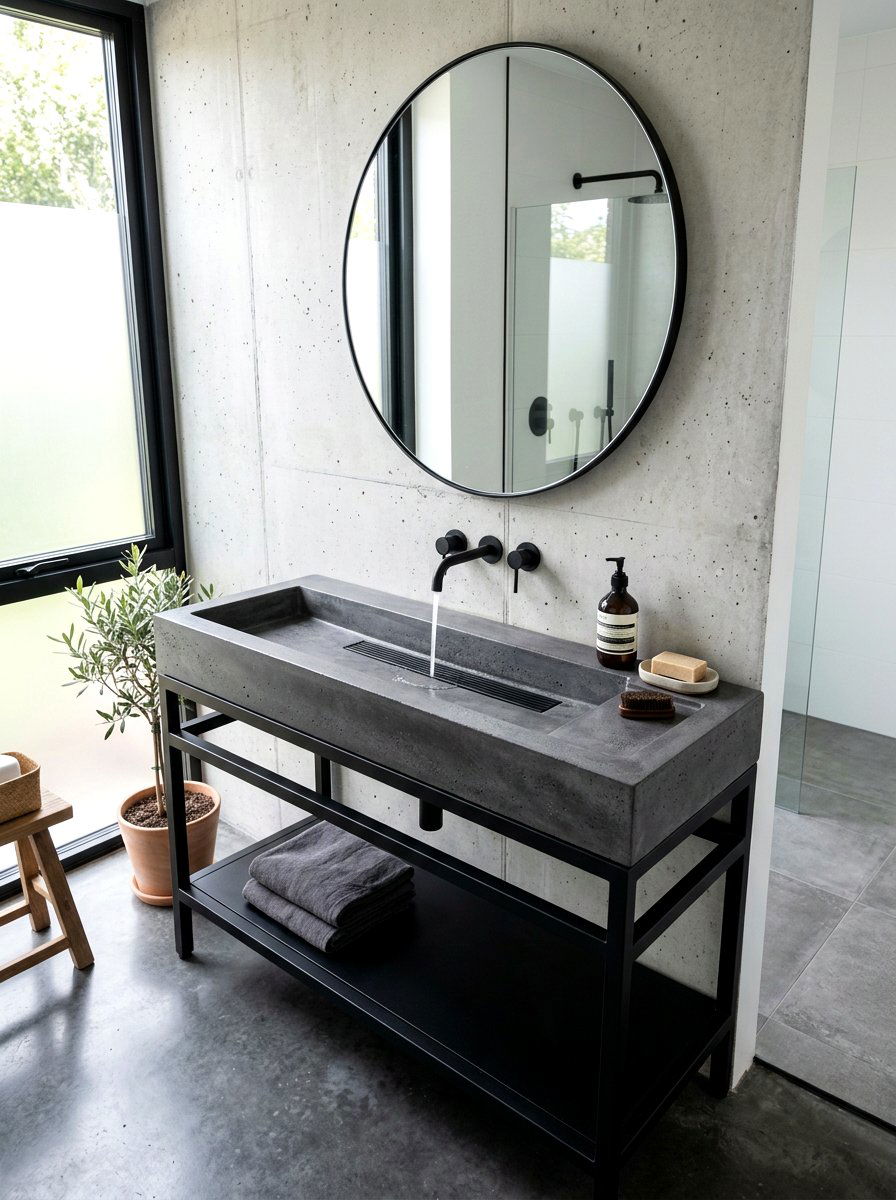 Custom Concrete Trough Sink - 30 trough sink bathroom ideas