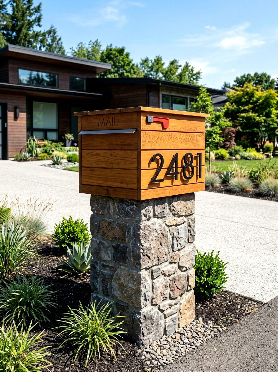 Custom House Number Mailbox - 30 mailbox curb appeal ideas