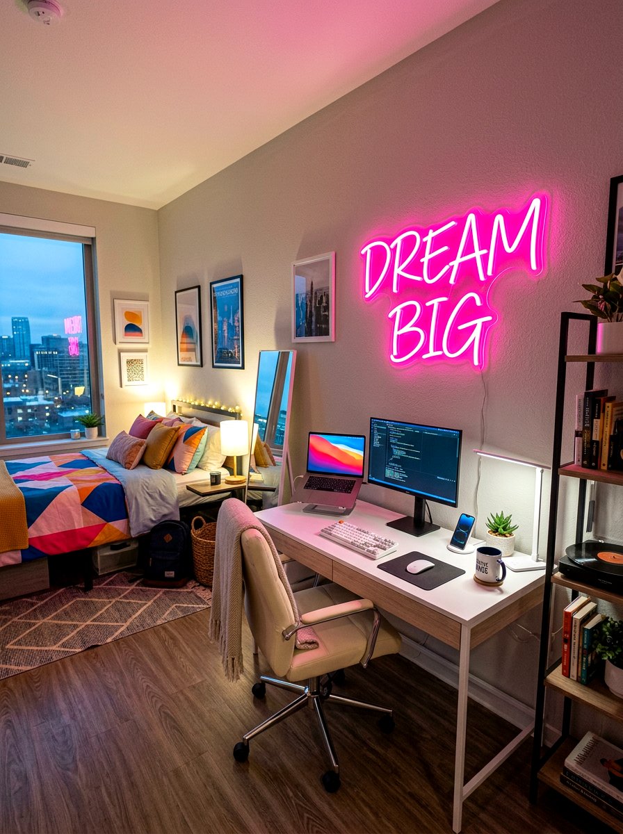 Custom LED Neon Sign - 30 dorm wall decor ideas